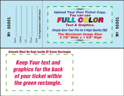 Raffle Tickets, Color - Custom Artwork, Two Sided